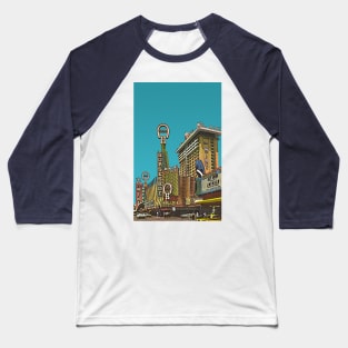 Las Vegas - Vintage Scenic Illustration Baseball T-Shirt